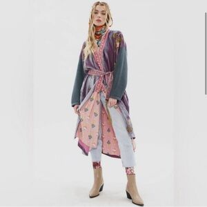 Aratta Something Magical Velvet Coat/Kimono In Grape Jam